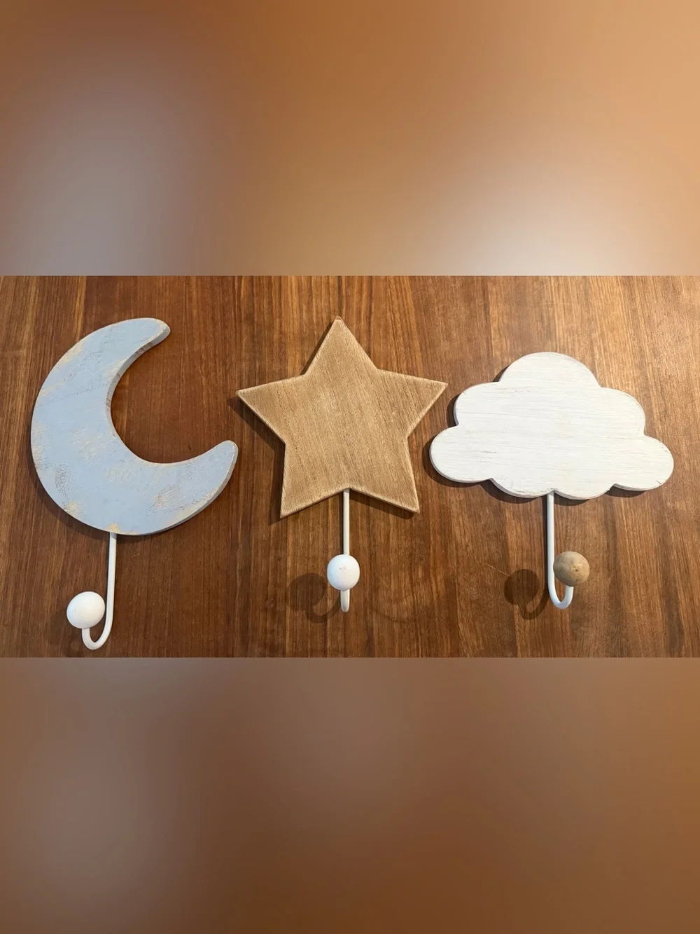 Hobby Lobby Moon Star Cloud Wall Hooks in White and Beige
